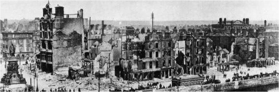 Fig1: Dublin City Centre in the immediate aftermath of the 1916 Rising